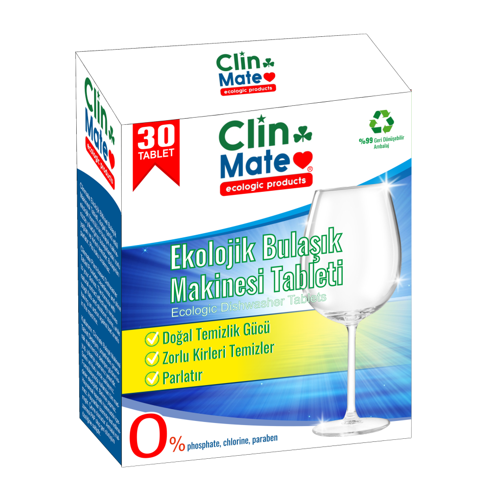 Clinmate Ekolojik Bulaşık Makinesi Tablet Deterjanı 30 yıkama