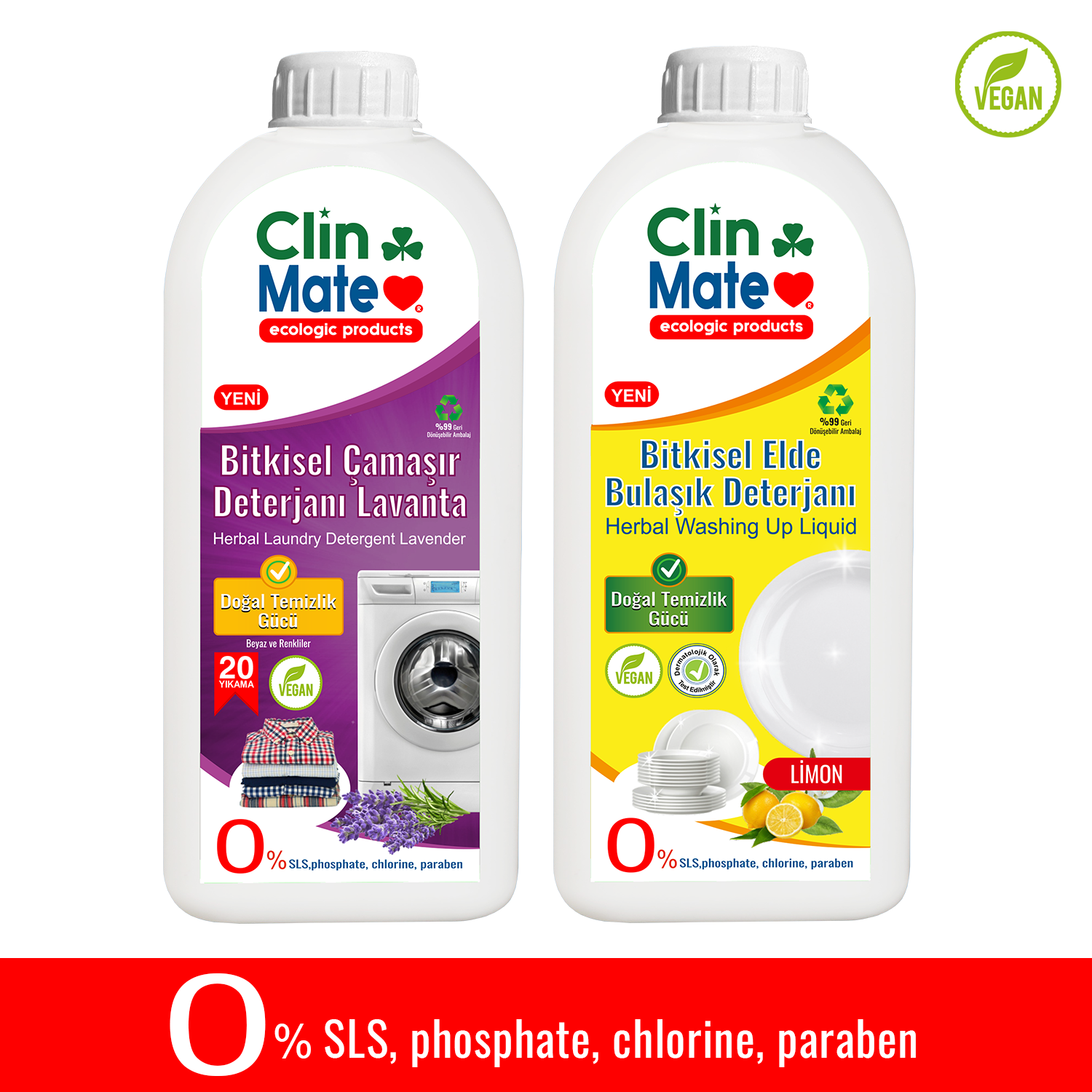 2 li Set Bitkisel Çamaşır Deterjanı Lavanta 20 Yk ve Elde Bulaşık Deterjanı Limon 750 ml