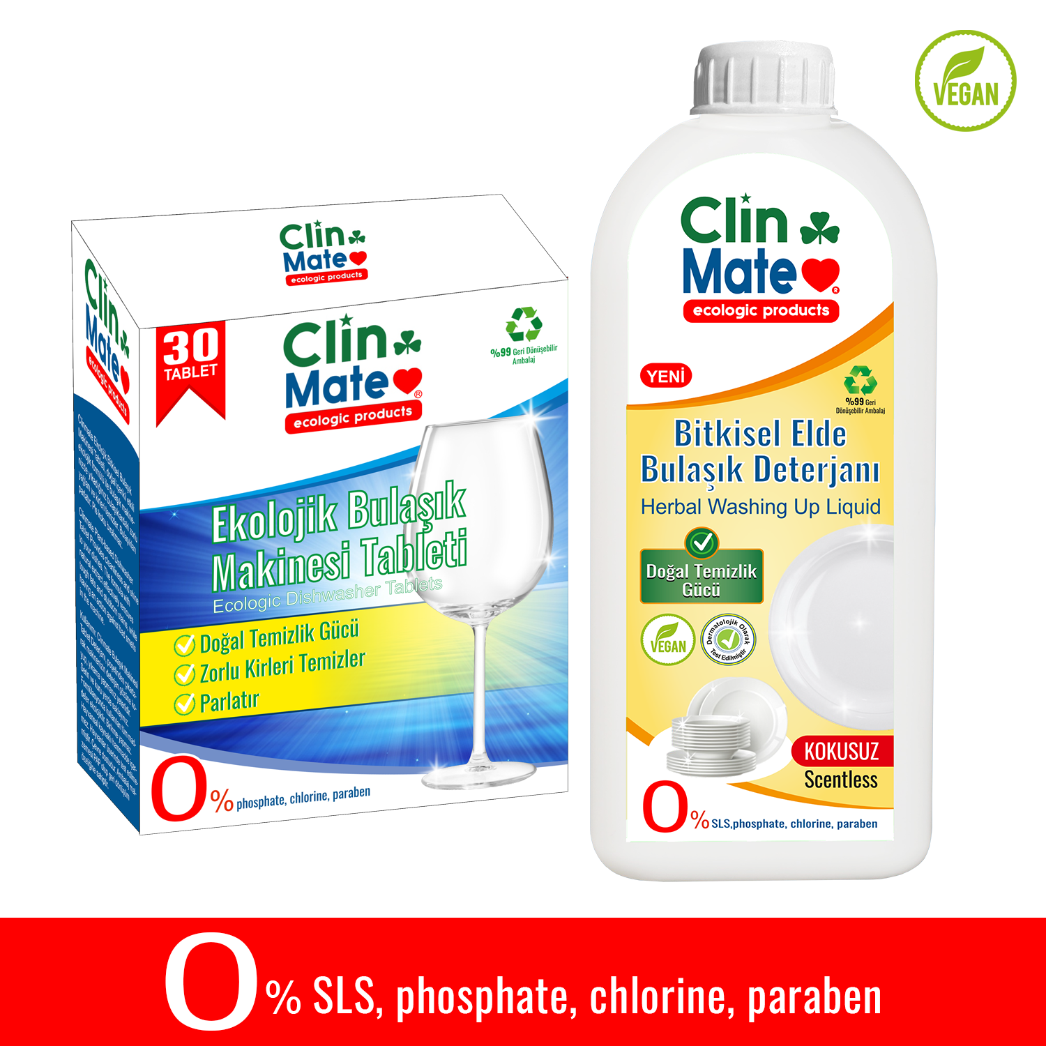 2'li Set Ekolojik Bulaşık Tableti 30 yk + Bitkisel Elde Bulaşık Deterjanı LİMON 750 ml