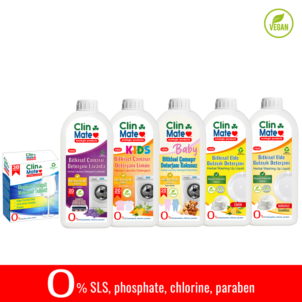 6'lı Set Ekolojik Bulaşık Tableti - Bitkisel Çamaşır Deterjanları - Elde Bulaşık Deterjanları 750 ml