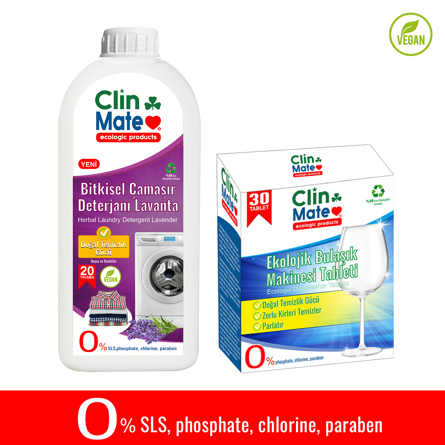 2 li set Bitkisel Çamaşır Deterjanı Lavanta 750 ml 20 Yk ve Ekolojik Bulaşık Tableti 30 Yk