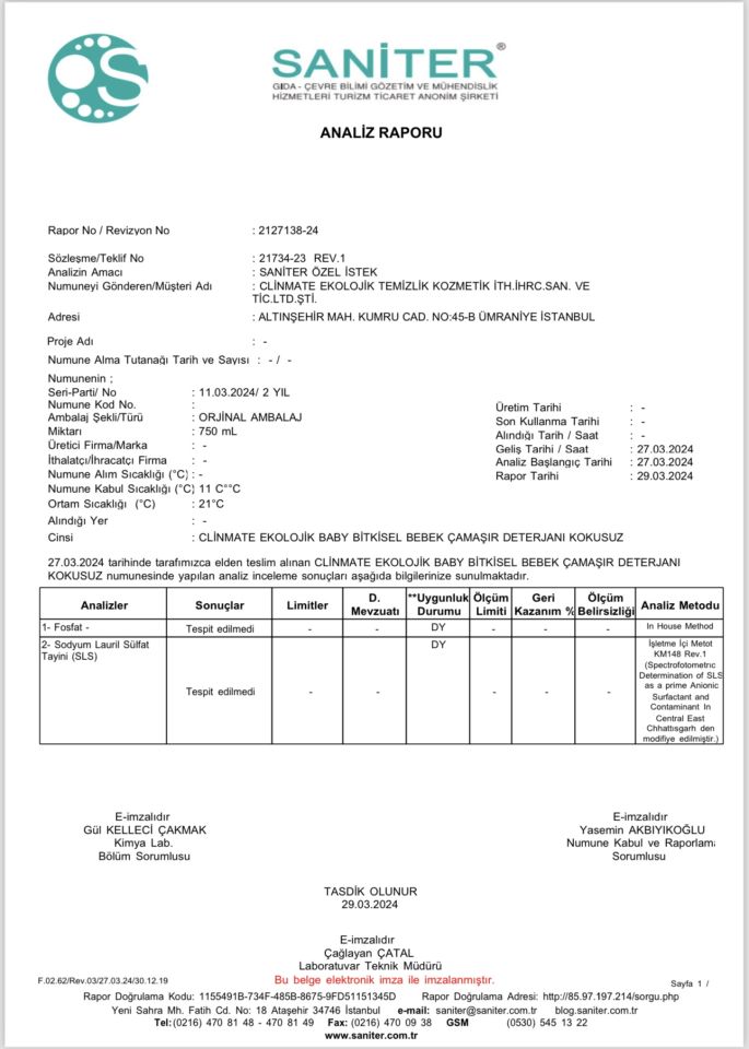 Yeni Clinmate Ekolojik Baby Bitkisel Bebek Çamaşır Deterjanı KOKUSUZ 750 ml 20 yk