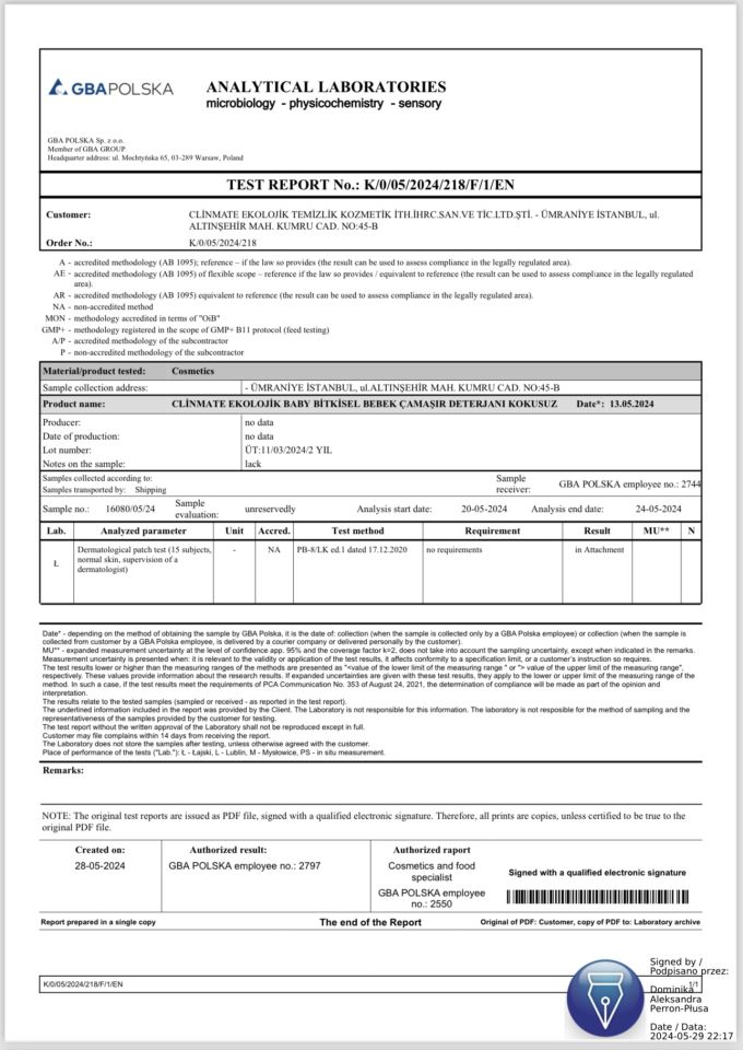 Yeni Clinmate Ekolojik Baby Bitkisel Bebek Çamaşır Deterjanı KOKUSUZ 750 ml 20 yk